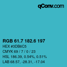 カラーコード: RGB 61.7 182.6 197 | qconv.com