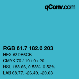 カラーコード: RGB 61.7 182.6 203 | qconv.com