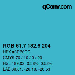 カラーコード: RGB 61.7 182.6 204 | qconv.com