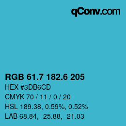 カラーコード: RGB 61.7 182.6 205 | qconv.com