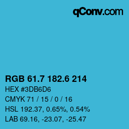 カラーコード: RGB 61.7 182.6 214 | qconv.com