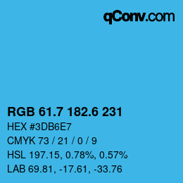 カラーコード: RGB 61.7 182.6 231 | qconv.com