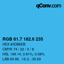 カラーコード: RGB 61.7 182.6 235 | qconv.com