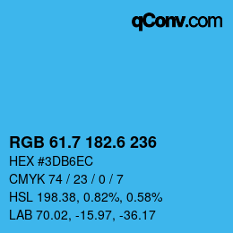 カラーコード: RGB 61.7 182.6 236 | qconv.com