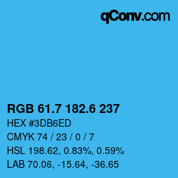 カラーコード: RGB 61.7 182.6 237 | qconv.com