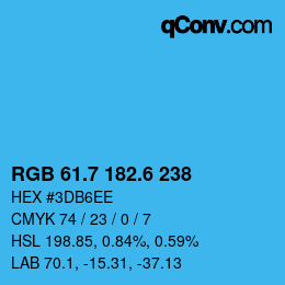 カラーコード: RGB 61.7 182.6 238 | qconv.com