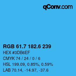 カラーコード: RGB 61.7 182.6 239 | qconv.com