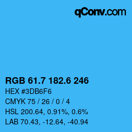 カラーコード: RGB 61.7 182.6 246 | qconv.com