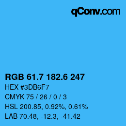 カラーコード: RGB 61.7 182.6 247 | qconv.com