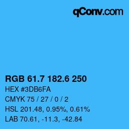 カラーコード: RGB 61.7 182.6 250 | qconv.com