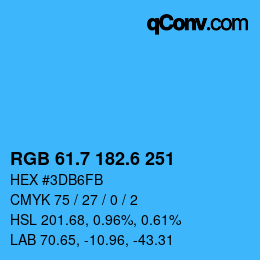 カラーコード: RGB 61.7 182.6 251 | qconv.com