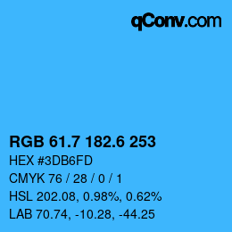 カラーコード: RGB 61.7 182.6 253 | qconv.com