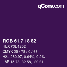 カラーコード: RGB 61.7 18 82 | qconv.com