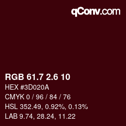 カラーコード: RGB 61.7 2.6 10 | qconv.com