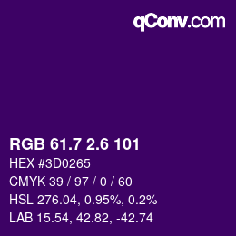 カラーコード: RGB 61.7 2.6 101 | qconv.com