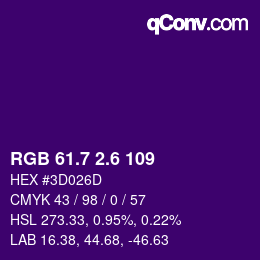 カラーコード: RGB 61.7 2.6 109 | qconv.com