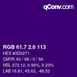 カラーコード: RGB 61.7 2.6 113 | qconv.com