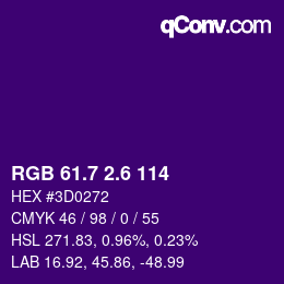 カラーコード: RGB 61.7 2.6 114 | qconv.com