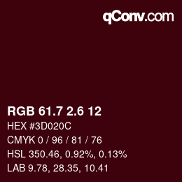 カラーコード: RGB 61.7 2.6 12 | qconv.com