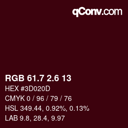 カラーコード: RGB 61.7 2.6 13 | qconv.com