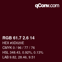 カラーコード: RGB 61.7 2.6 14 | qconv.com