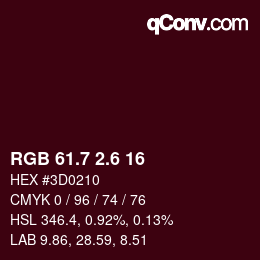 カラーコード: RGB 61.7 2.6 16 | qconv.com