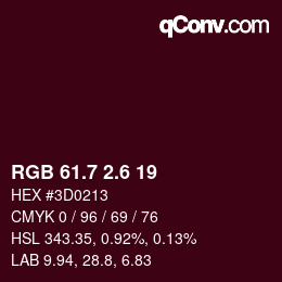 カラーコード: RGB 61.7 2.6 19 | qconv.com