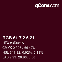 カラーコード: RGB 61.7 2.6 21 | qconv.com