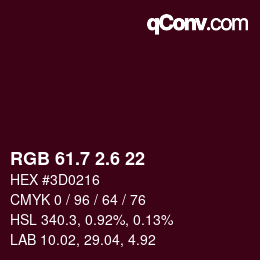 カラーコード: RGB 61.7 2.6 22 | qconv.com