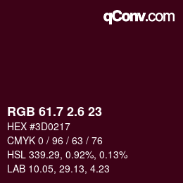 カラーコード: RGB 61.7 2.6 23 | qconv.com
