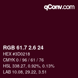 カラーコード: RGB 61.7 2.6 24 | qconv.com