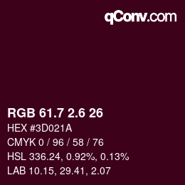 カラーコード: RGB 61.7 2.6 26 | qconv.com
