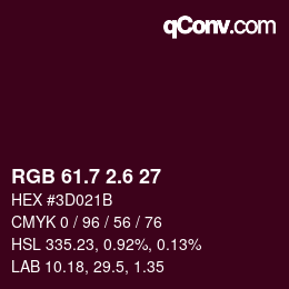 カラーコード: RGB 61.7 2.6 27 | qconv.com