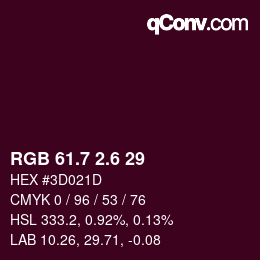 カラーコード: RGB 61.7 2.6 29 | qconv.com