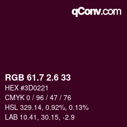 カラーコード: RGB 61.7 2.6 33 | qconv.com
