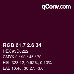 カラーコード: RGB 61.7 2.6 34 | qconv.com