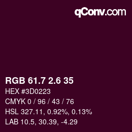 カラーコード: RGB 61.7 2.6 35 | qconv.com