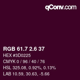 カラーコード: RGB 61.7 2.6 37 | qconv.com