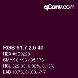 カラーコード: RGB 61.7 2.6 40 | qconv.com