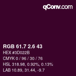 カラーコード: RGB 61.7 2.6 43 | qconv.com