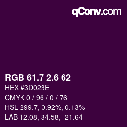 カラーコード: RGB 61.7 2.6 62 | qconv.com