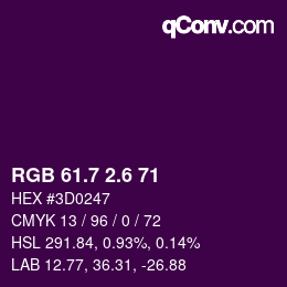 カラーコード: RGB 61.7 2.6 71 | qconv.com