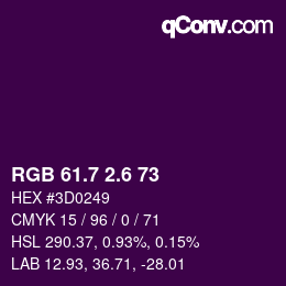カラーコード: RGB 61.7 2.6 73 | qconv.com