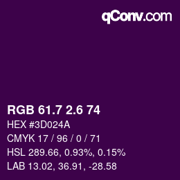 カラーコード: RGB 61.7 2.6 74 | qconv.com