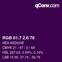 カラーコード: RGB 61.7 2.6 78 | qconv.com