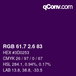 カラーコード: RGB 61.7 2.6 83 | qconv.com