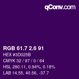 カラーコード: RGB 61.7 2.6 91 | qconv.com