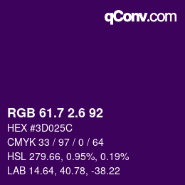 カラーコード: RGB 61.7 2.6 92 | qconv.com