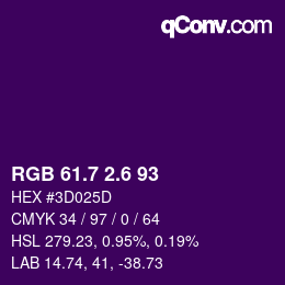 カラーコード: RGB 61.7 2.6 93 | qconv.com