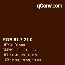 カラーコード: RGB 61.7 21 0 | qconv.com